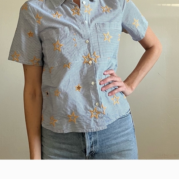 Madewell Striped Shirt with Yellow Star Accents - Picture 5 of 5